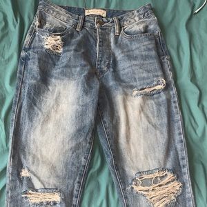 Angle kiss high rise denim mom jeans
